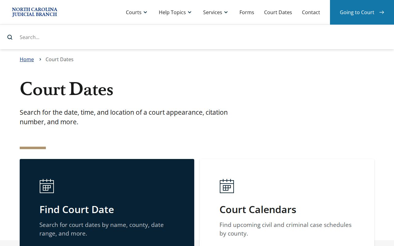 Pitt County court dates reference from the North Carolina Court Dates service