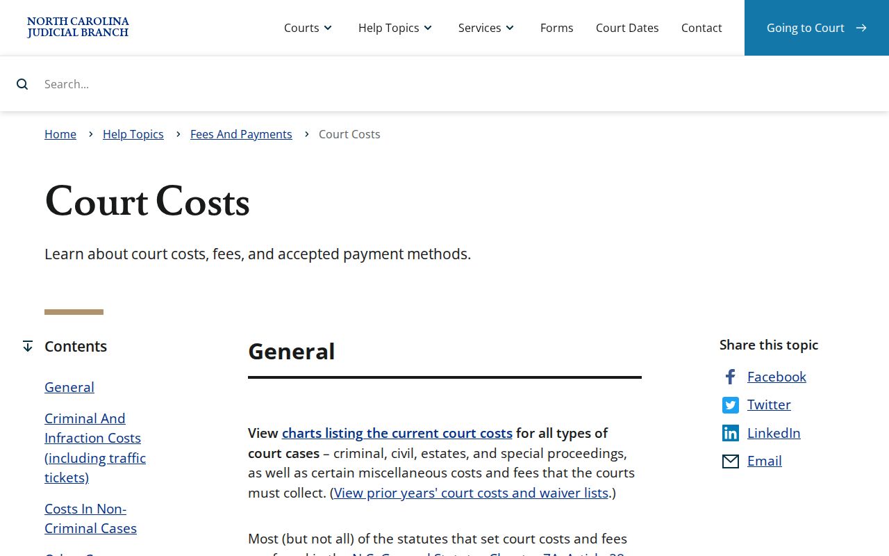 Pitt County court records court-cost guidance source