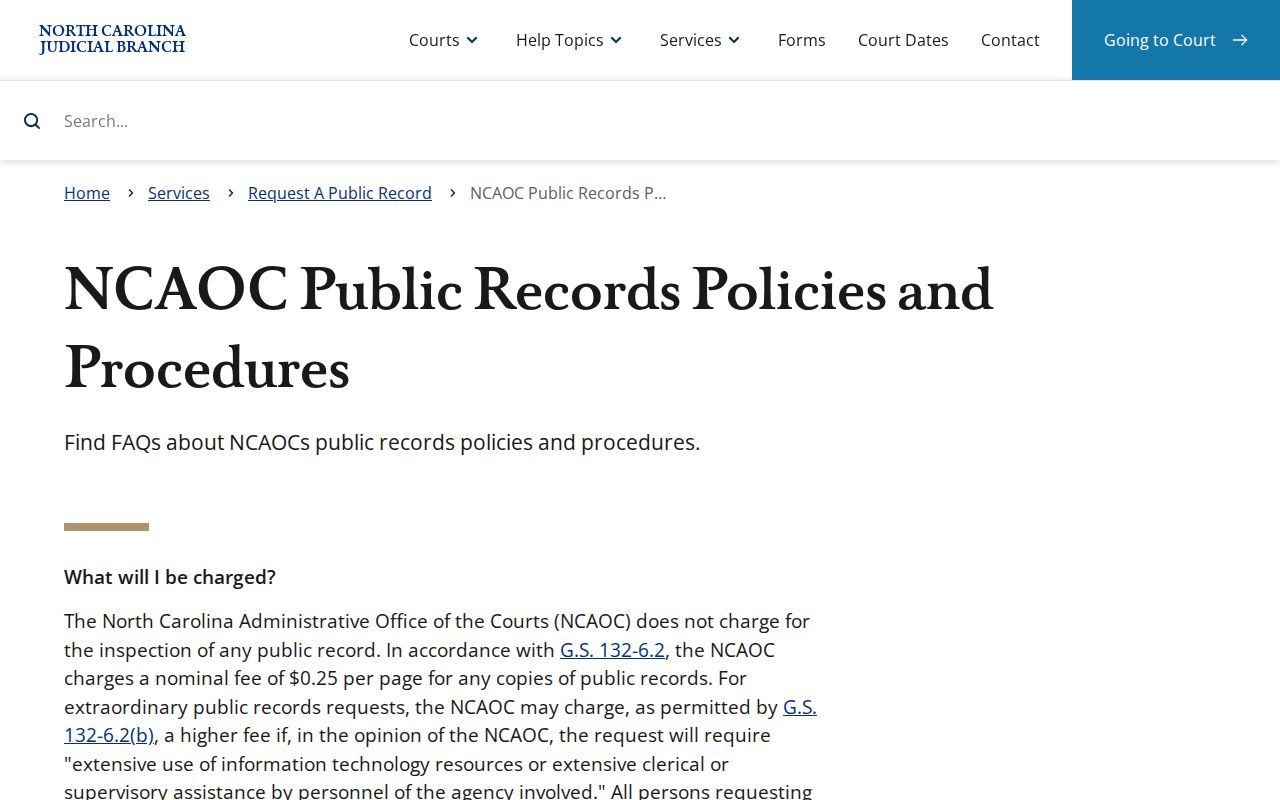 Pitt County court records NCAOC public-record policy source
