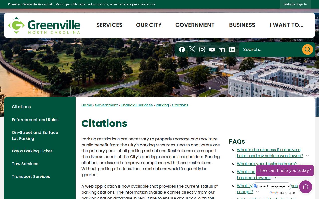 Greenville court docket search city parking citation information