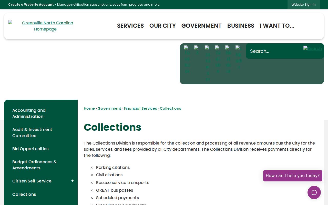 Greenville court docket search City Hall collections information
