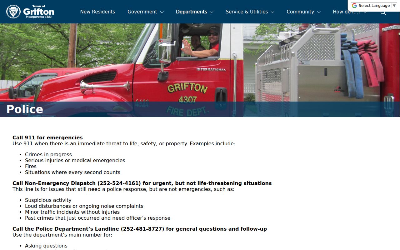 Grifton court docket and police-record boundary source