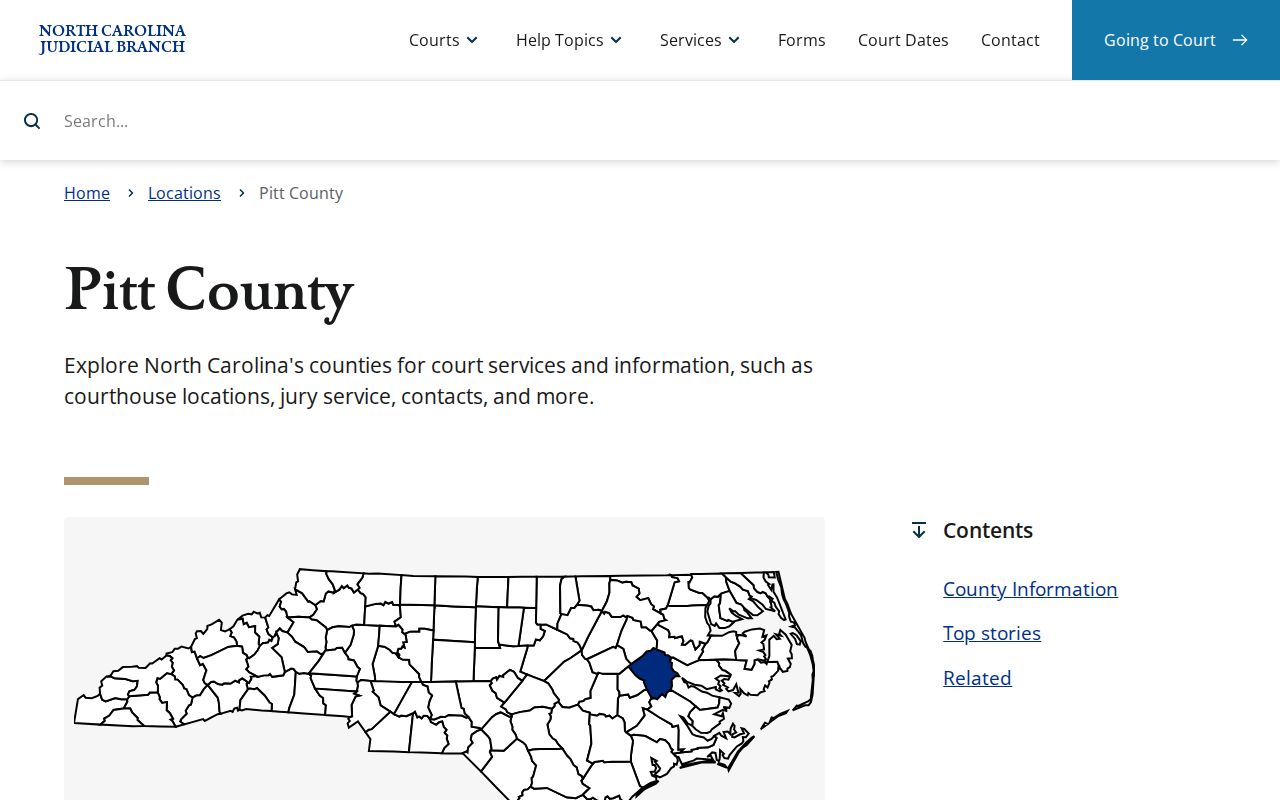 Pitt County court docket court-services page