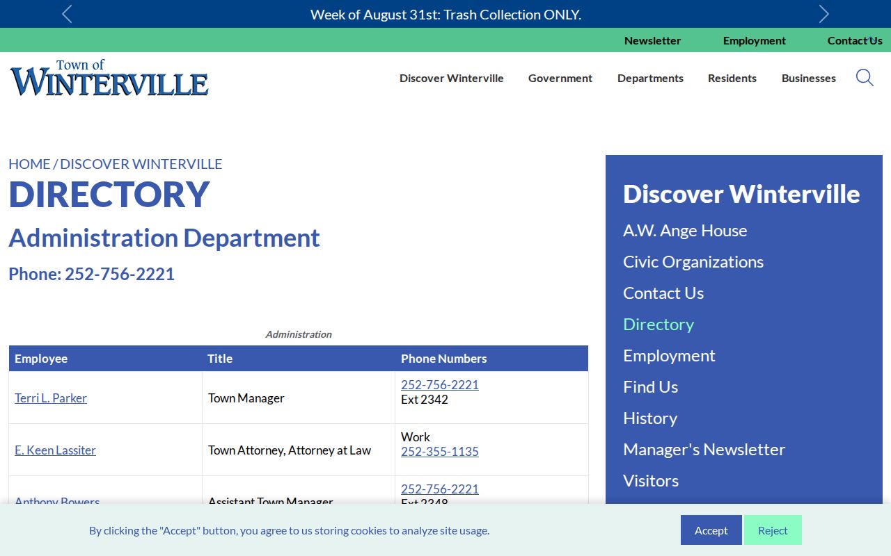 Winterville court docket search Town Hall directory information